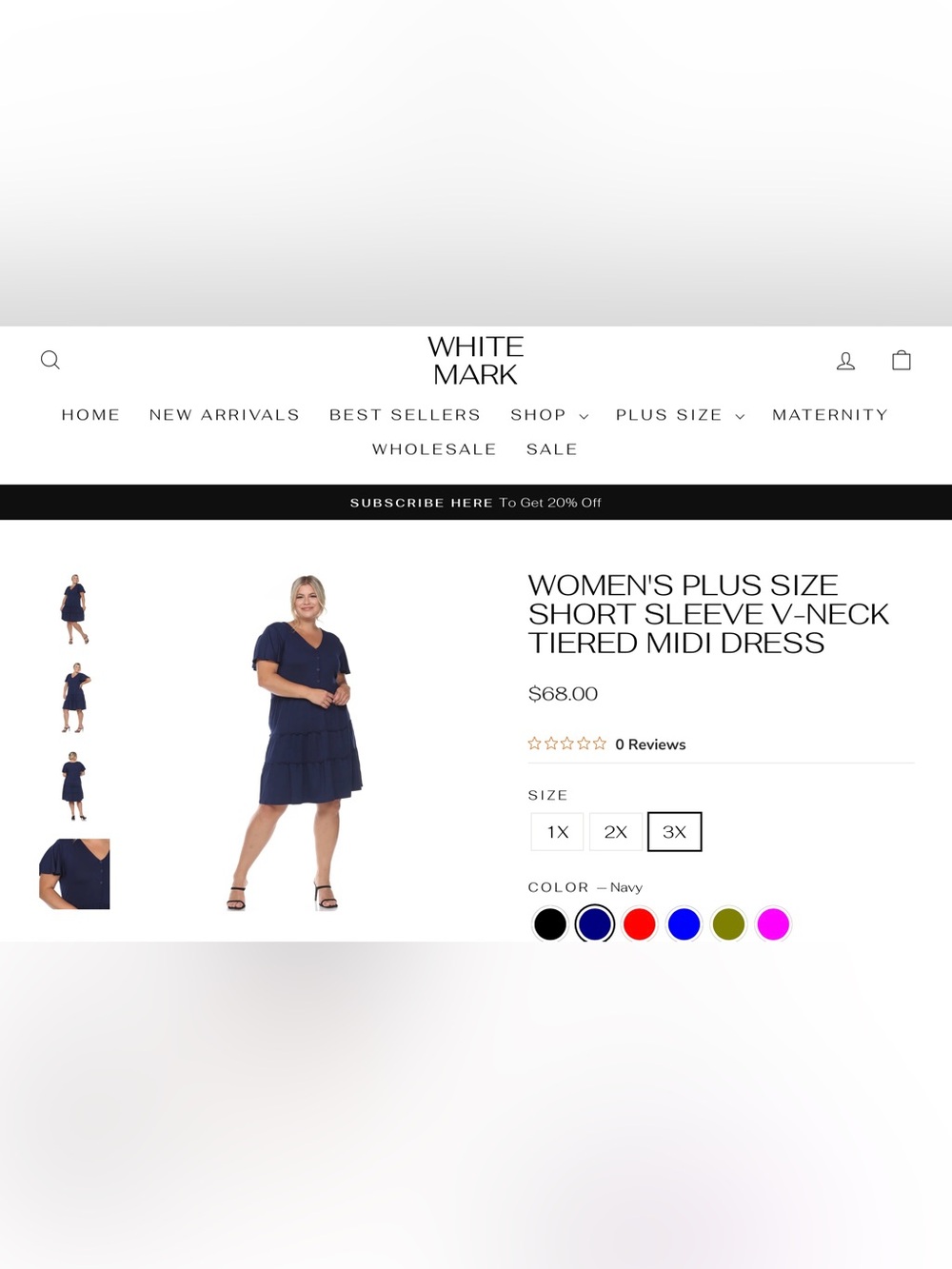 White Mark~ Short sleeve V-neck tiered midi dress~3X